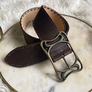 Vintage 90s Wide Waist leather Western Statement Oversized Frame buckle belt